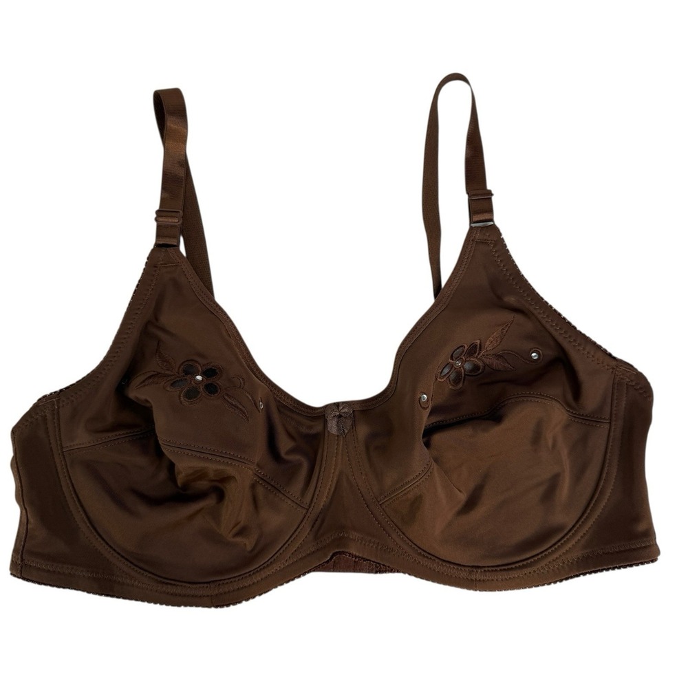 Delta Burke 40D‎ Bra Underwire Full Coverage Unlined 2393-49 Embroidery Floral